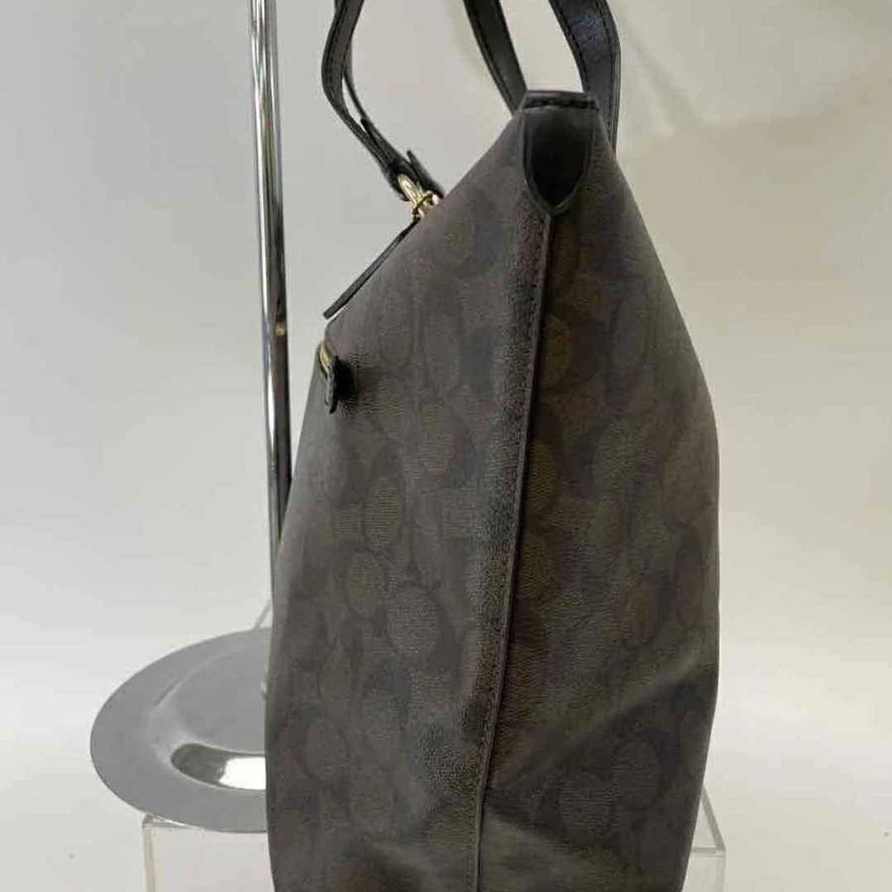 COACH Brown Black Monogram Designer Handbag Purse Tote Bag - Picture 4 of 7